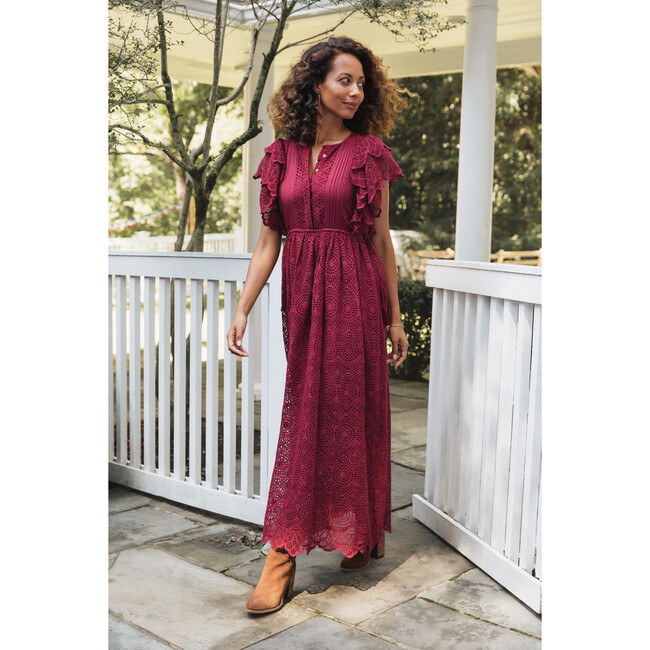 Women's Lindsey Dress, Cranberry - Dresses - 2