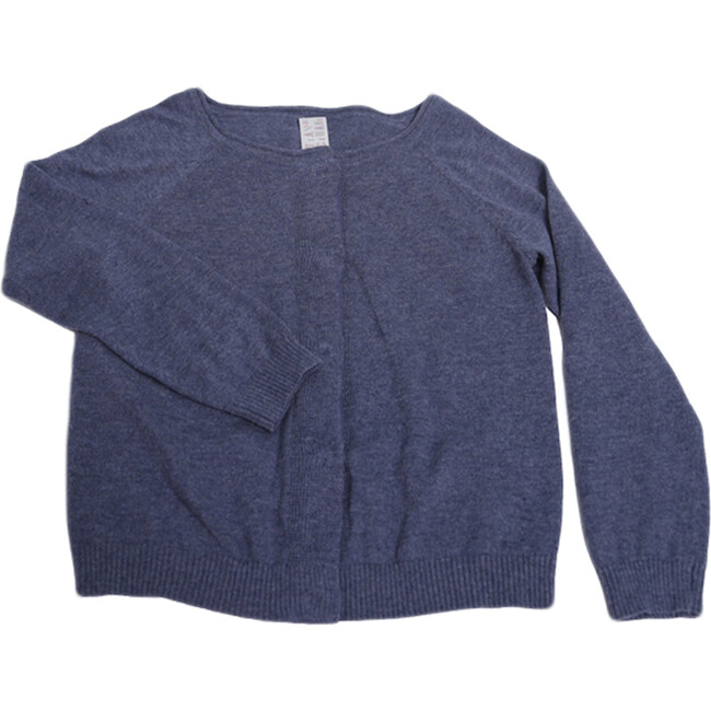 Cotton Classic Crew Neck Cardigan, Denim - Sweaters - 1
