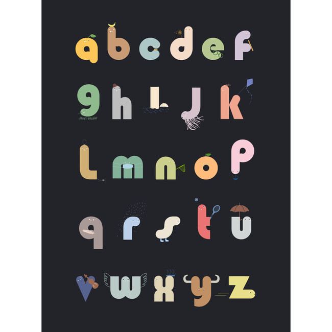 Alphabet Wall Print, Black/Multi