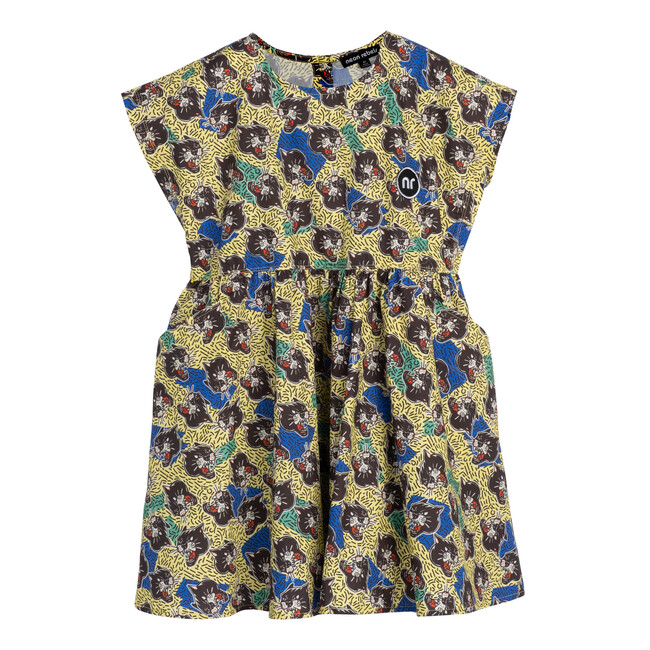 Zadie Poplin Dress, Yellow Iris Panther - Dresses - 1