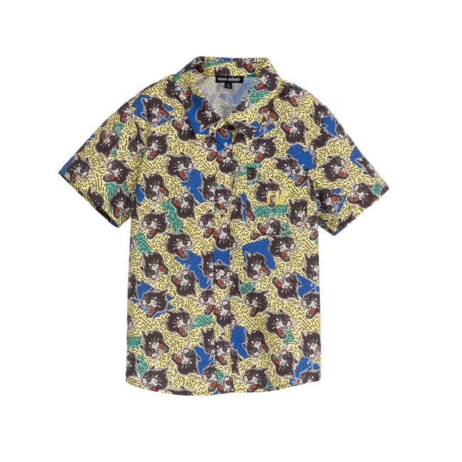 Billie Poplin Shirt, Yellow Iris Panther - Shirts - 1