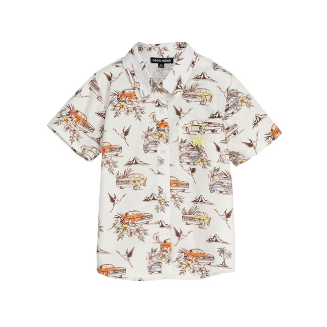 Billie Poplin Shirt, Marshmallow Muscle Car - Shirts - 1
