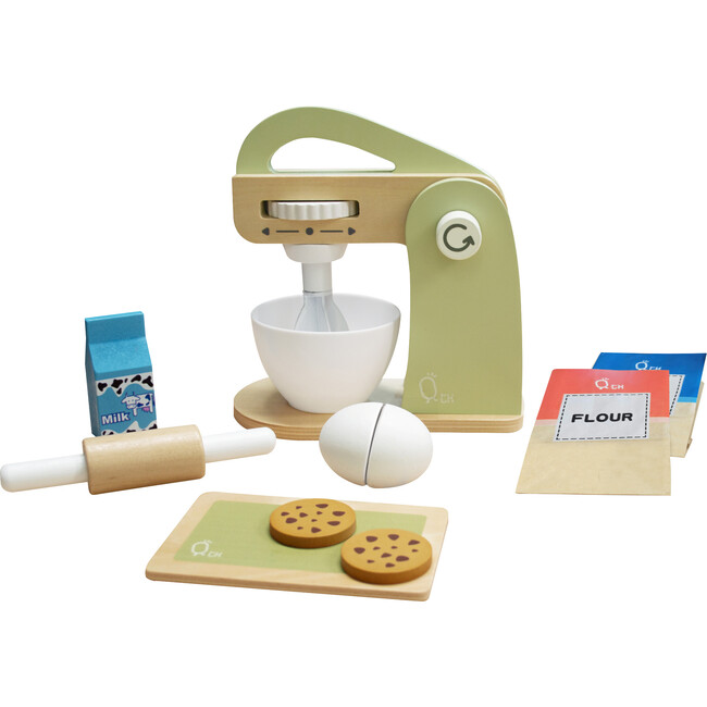 Little Chef Frankfurt Wooden Mixer Play Kitchen Accessories, Green - Play Food - 1 - zoom