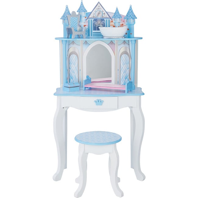 Dreamland Castle Play Vanity Set, White/Ice Blue - Kids Seating - 3