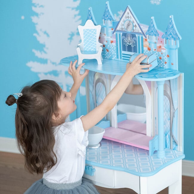 Dreamland Castle Play Vanity Set, White/Ice Blue - Kids Seating - 6