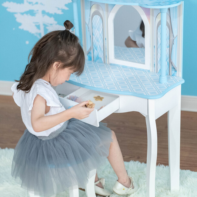 Dreamland Castle Play Vanity Set, White/Ice Blue - Kids Seating - 7