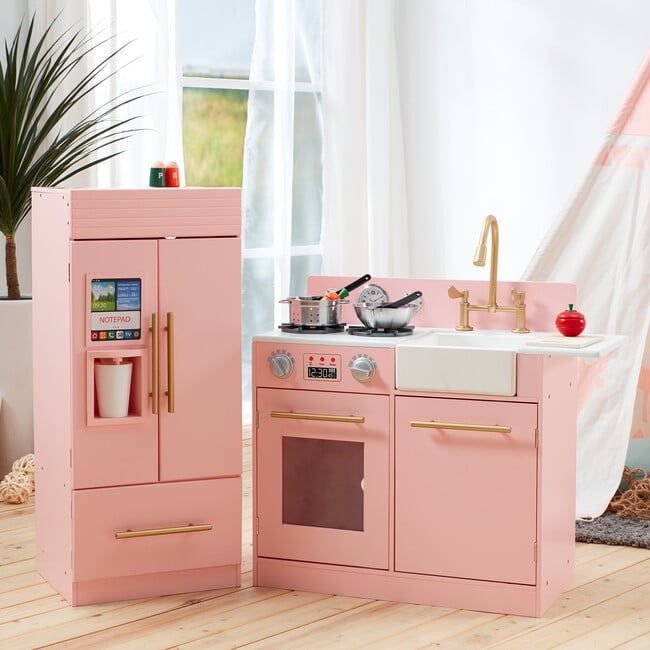 Little Chef Charlotte Modern Play Kitchen Pink Gold Teamson Kids Play Kitchens Maisonette