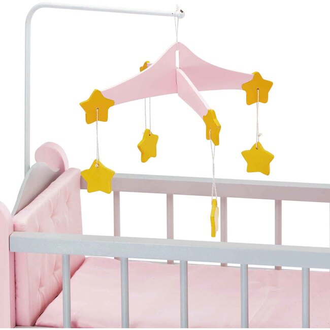 Polka Dots Princess Baby Doll Nursery Bed with Cabinet, Grey - Doll Accessories - 4