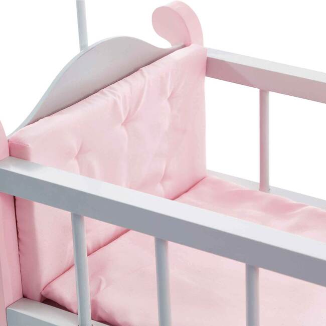 Polka Dots Princess Baby Doll Nursery Bed with Cabinet, Grey - Doll Accessories - 5