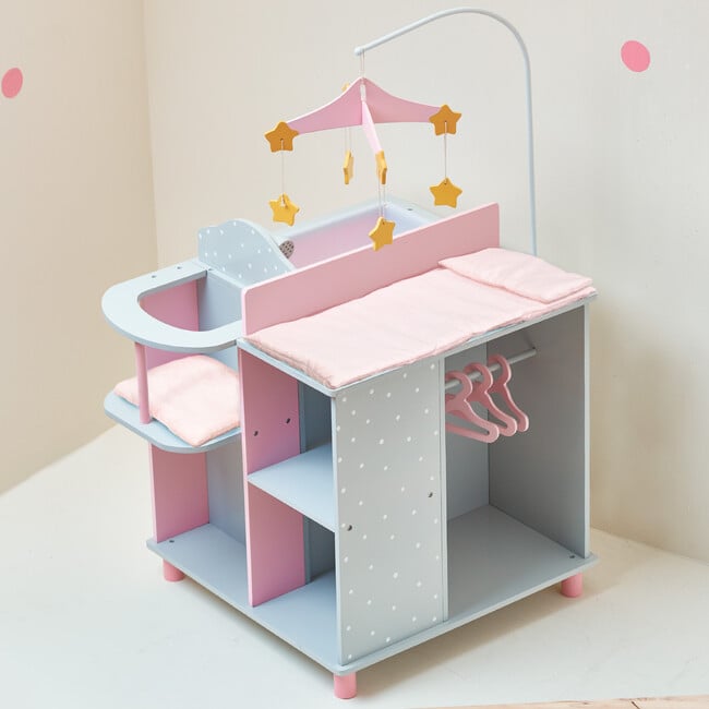 Polka Dots Princess Baby Doll Changing Station, Grey