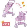 Twinkle Stars Princess 2-in-1 Baby Doll Stroller, Purple - Doll Accessories - 2