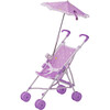 Baby Doll Stroller with Parasol, Purple/Stars - Doll Accessories - 1 - thumbnail