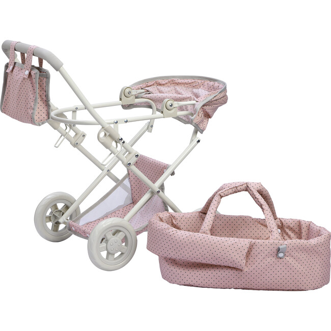 Polka Dots Princess Baby Doll Deluxe Stroller, Pink & Grey - Olivia's ...