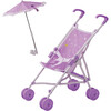 Baby Doll Stroller with Parasol, Purple/Stars - Doll Accessories - 3