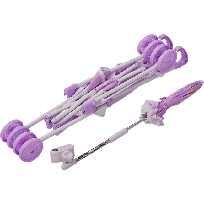 Baby Doll Stroller with Parasol, Purple/Stars - Doll Accessories - 4