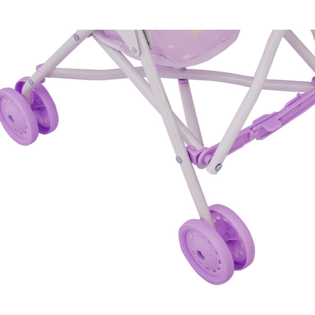 Baby Doll Stroller with Parasol, Purple/Stars - Doll Accessories - 7