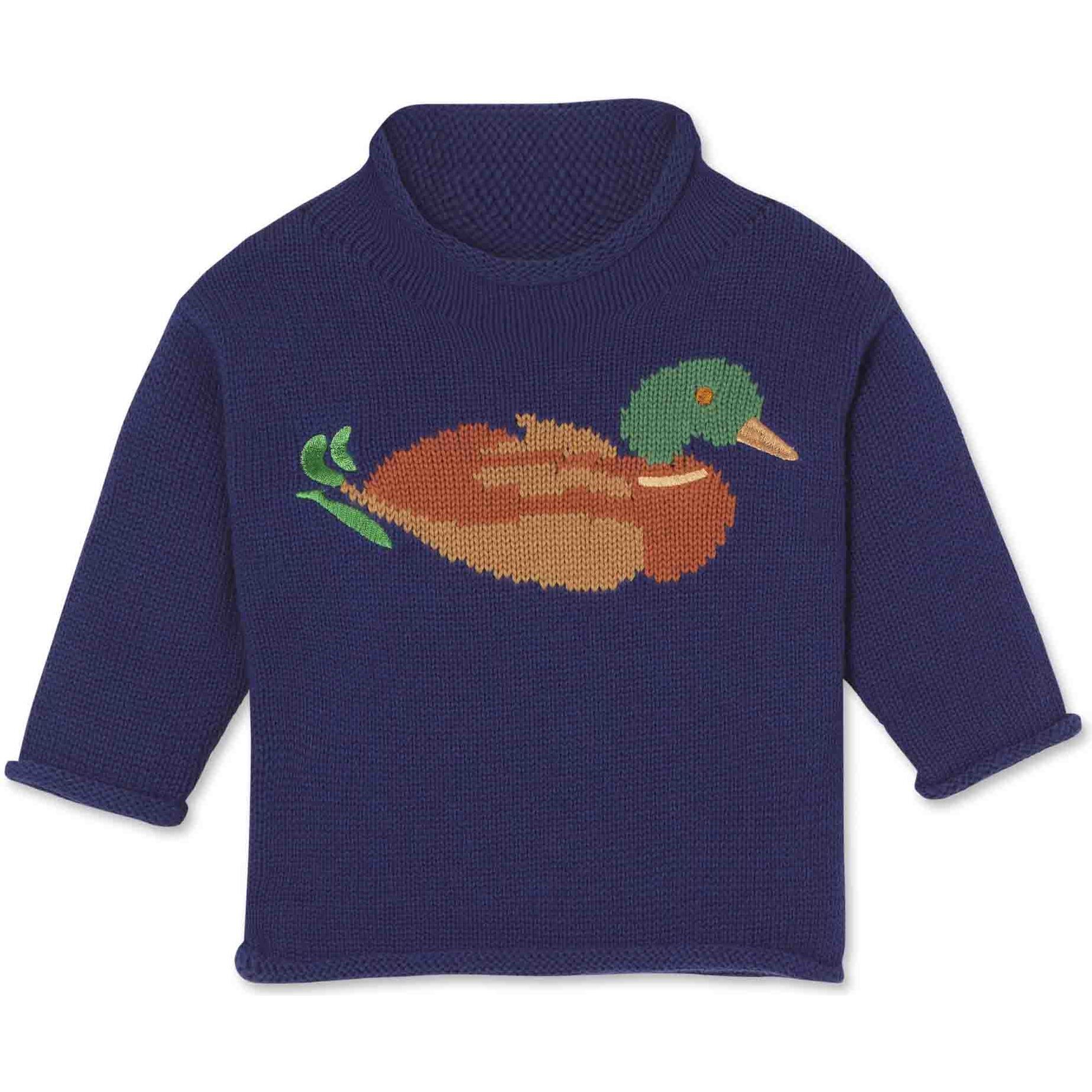 Fraser Roll Neck Duck Intarsia, Blue Ribbon - Sweaters - 1