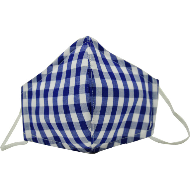 Cotton Face Mask, Navy Gingham Check - Face Masks - 1