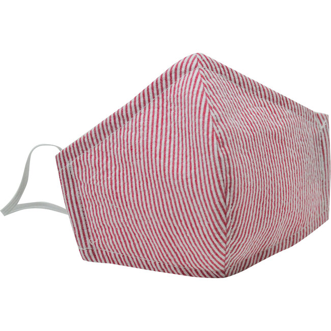 Adult Cotton Face Mask, Red Seersucker Stripe