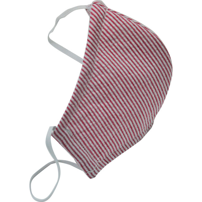 Adult Cotton Face Mask, Red Seersucker Stripe