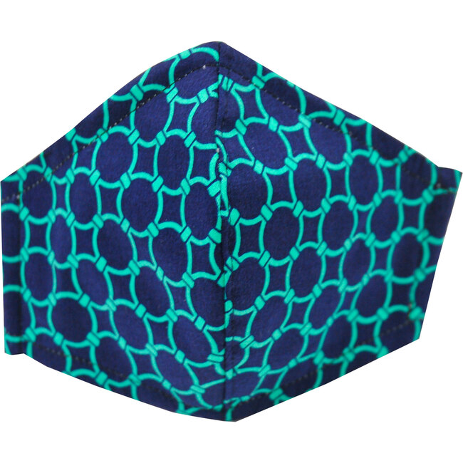 Adult Cotton Face Mask, Navy Green Circle - Face Masks - 1