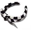 Kids Checkered Bow Tie Knotted Headband, Black - Hair Accessories - 1 - thumbnail