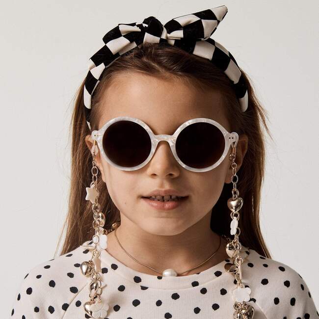 Kids Checkered Bow Tie Knotted Headband, Black - Hair Accessories - 2