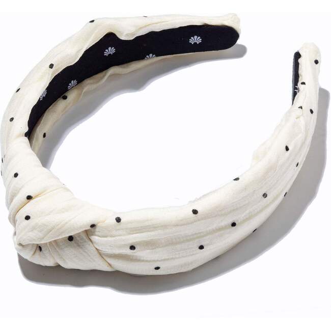 Women Dotted Silk Knotted Headband, Cream