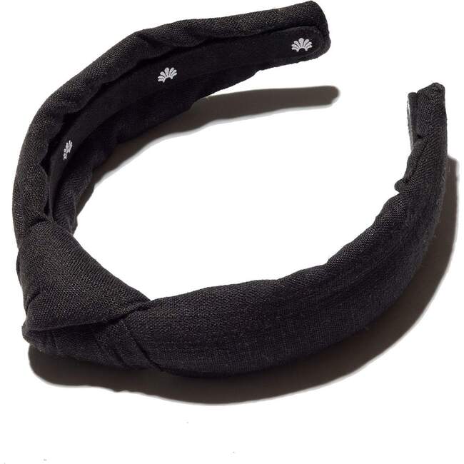 Kids Linen Knotted Headband, Black - Hair Accessories - 1
