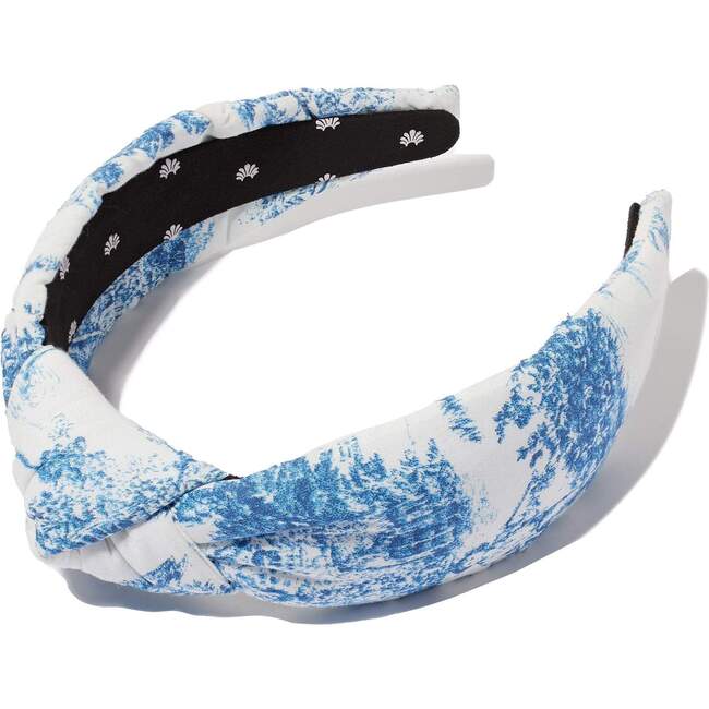 Women Toile Knotted Headband, Blue