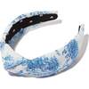 Women Toile Knotted Headband, Blue - Hair Accessories - 1 - thumbnail