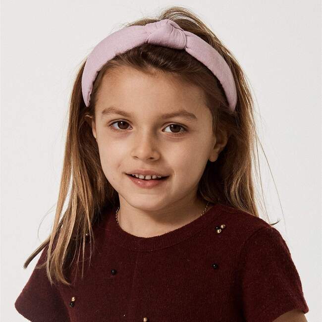 Kids Linen Knotted Headband, Purple - Hair Accessories - 2