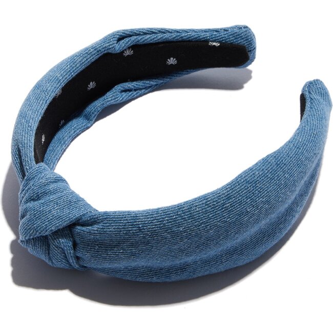 Women Denim Knotted Headband, Blue - Hair Accessories - 1