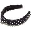 Women Woven Pearl Slim Knotted Headband, Black - Hair Accessories - 1 - thumbnail