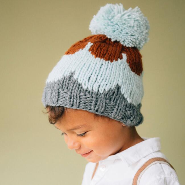Scallop Hat, Gray, Blue, and Cinnamon - Hats - 2