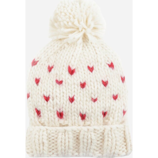 Sawyer Tiny Hearts Hat, Cream and Red - Hats - 1