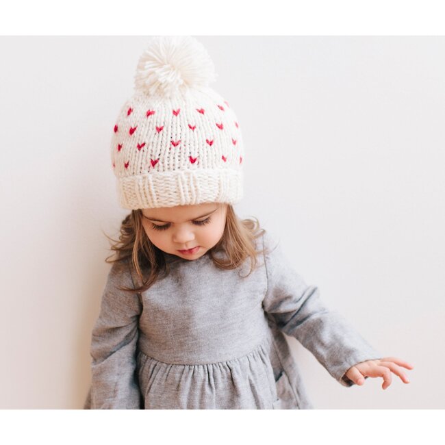 Sawyer Tiny Hearts Hat, Cream and Red - Hats - 2
