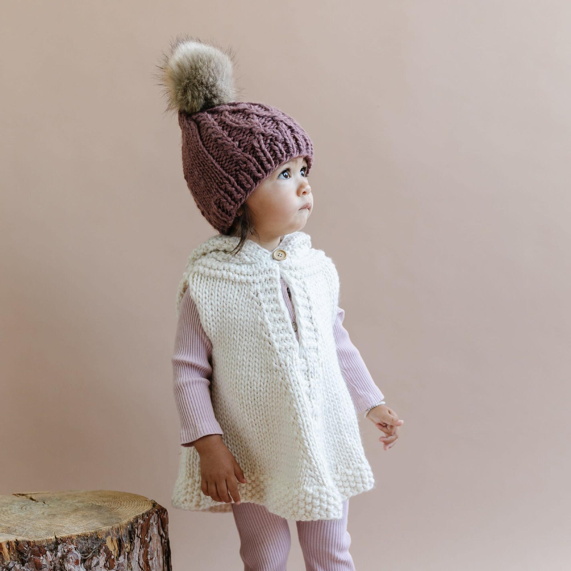 Blair Handknit Bonnet in Mauve by The Blueberry Hill