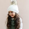 Beanie With Pom, Pearl, Cream, and Gold - Hats - 2
