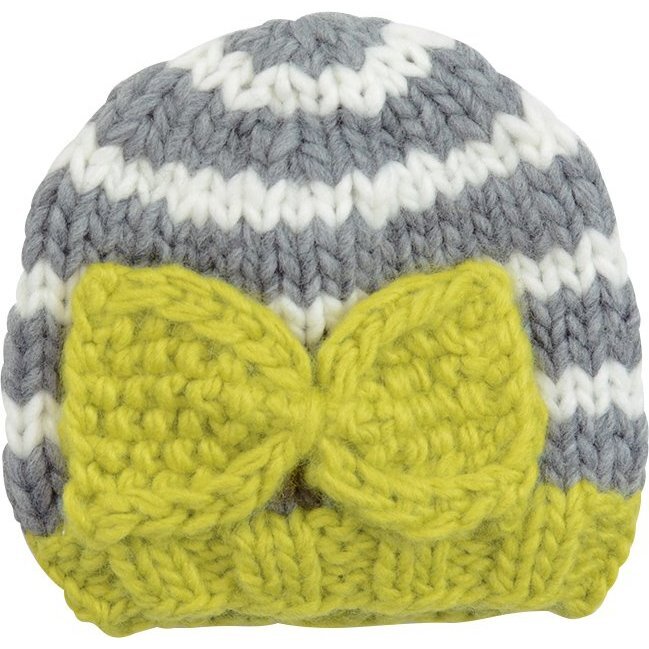Hattie Striped Hat, Gray and Yellow - Hats - 1