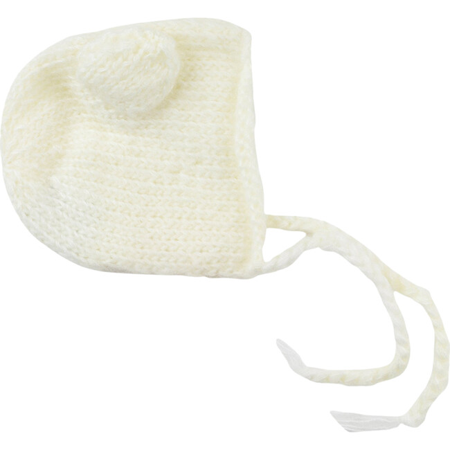 Harper Mohair Bear Bonnet, Cream - Hats - 1