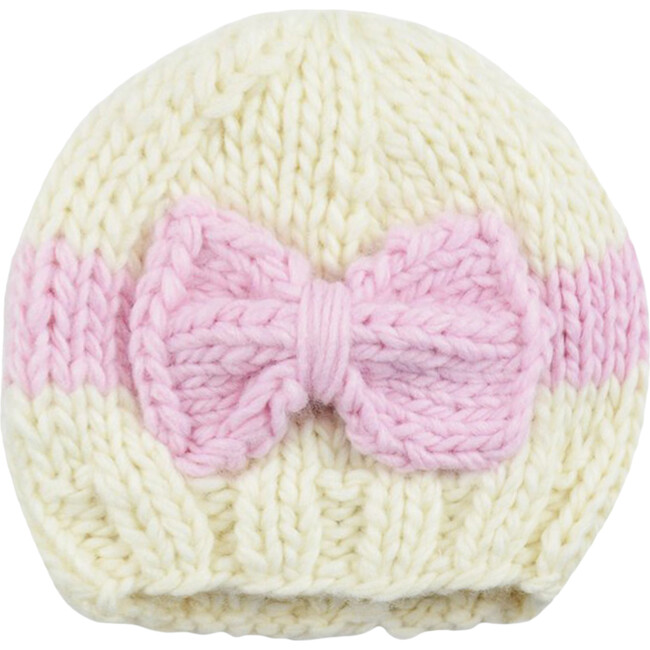 Sabrina Bow, Cream with Pink - Hats - 1