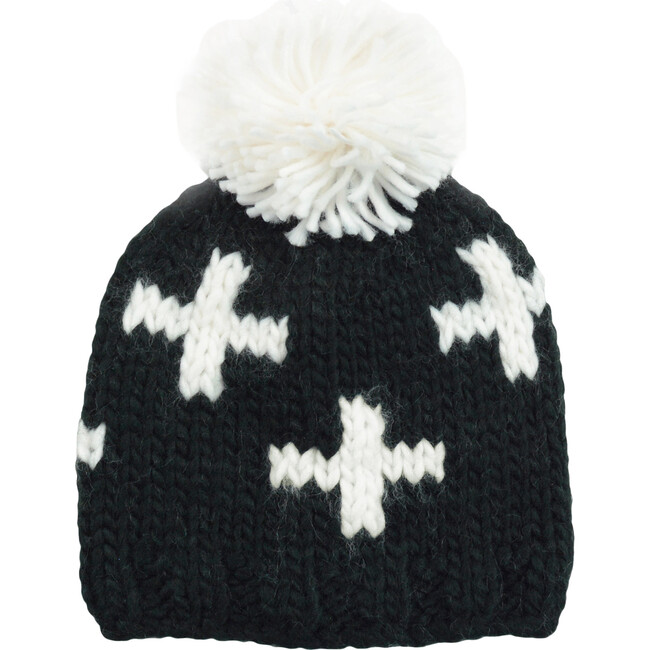 Miko Swiss Cross Knit Hat, Black & White