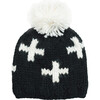 Miko Swiss Cross Knit Hat, Black & White - Hats - 1 - thumbnail