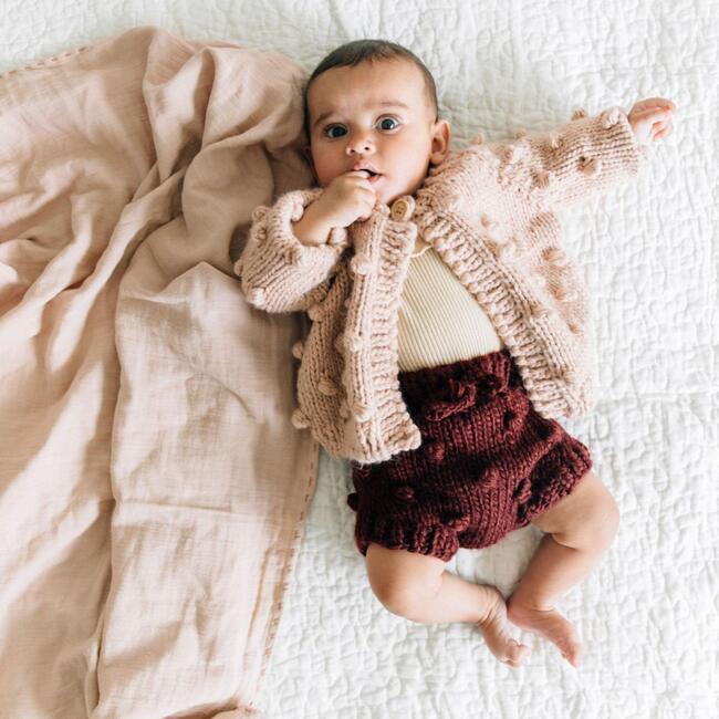 Hand Knit Popcorn Bloomers, Pomegranate - Bloomers - 2