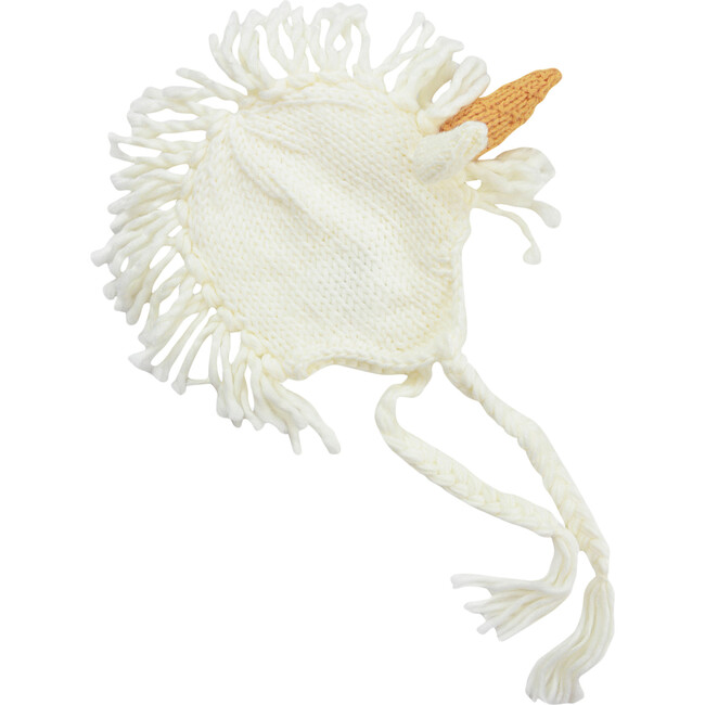 Ella Unicorn Knit Hat, White & Mustard