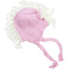 Ella Unicorn Knit Hat, Pink & White - Hats - 1 - thumbnail