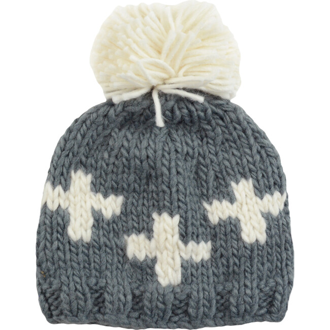 Miko Swiss Cross Knit Hat, Gray & Cream