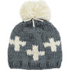 Miko Swiss Cross Knit Hat, Gray & Cream - Hats - 1 - thumbnail