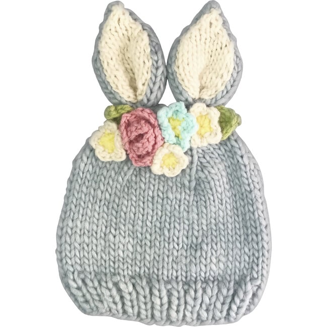 Bunny with Flowers, Gray - Hats - 1